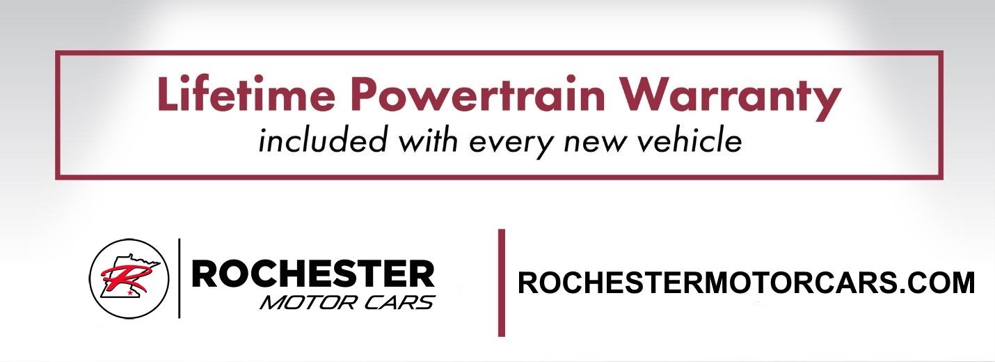 Lifetime Powertrain Warranty included with every new vehicle at Rochester Motor Cars